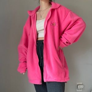 90s Bright Pink San Francisco Embroidered Fleece Zip Up Jacket